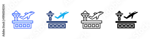 Airport Multiple Style Icon Set Vector 