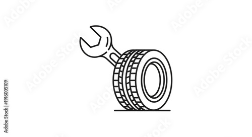 Wrench and Tire Icon for Automotive Repair and Maintenance Services.