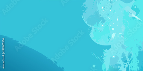 Abstract turquoise background with brush strokes and blurred light effects