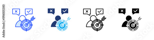 Behavioral Targeting Multiple Style Icon Set Vector 