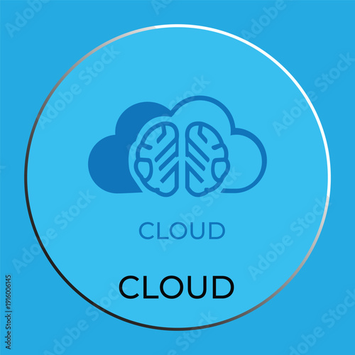 Cloud Computing and Artificial Intelligence Concept Icon in Blue Circle