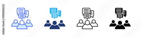 Public Opinion Multiple Style Icon Set Vector 