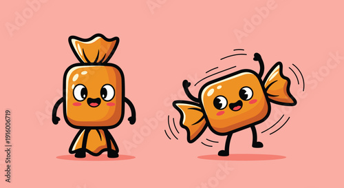 Cartoon Sushi Characters Dancing and Smiling.