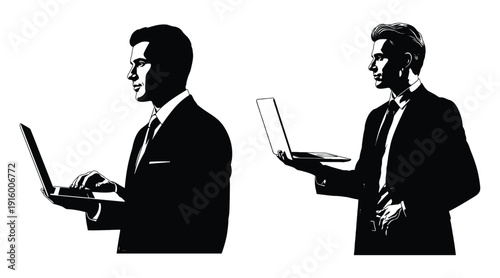 It consultant silhouette with laptop