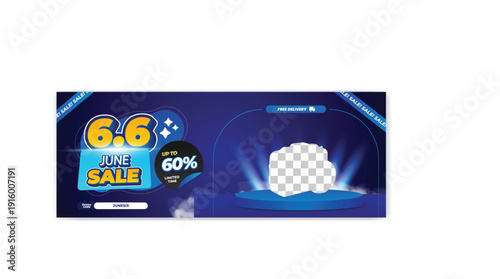 A promotional image advertising a June sale with a discount of up to 60 percent off a white camera