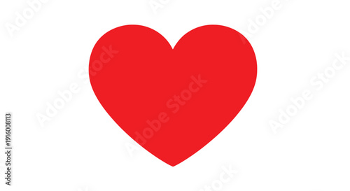 Bright solid red heart shape icon centered against a clean white background symbolizing love affection and strong romantic emotion for graphic design needs