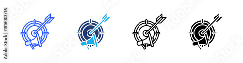 Targeting Multiple Style Icon Set Vector 