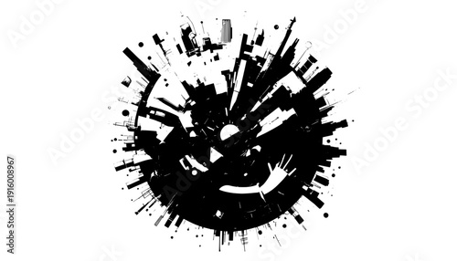 Abstract black and white grunge ink splatter background with paint drips and rough texture