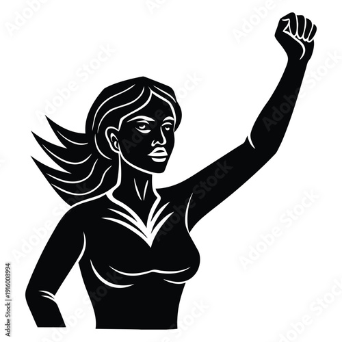 woman raising hand empowerment silhouette strong feminine pose
