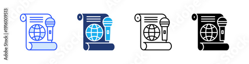 Global News Multiple Style Icon Set Vector 