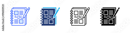 Notes Multiple Style Icon Set Vector 