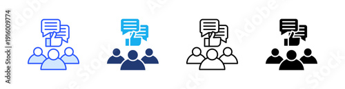 Public Opinion Multiple Style Icon Set Vector 