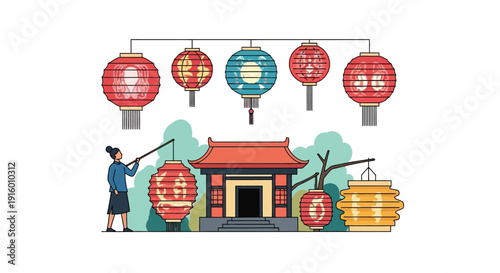 Japanese culture icons geishas sumo wrestler tea and traditional instruments