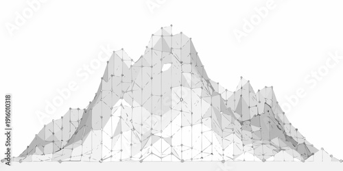 A low poly mountain range constructed from connecting lines and vertices