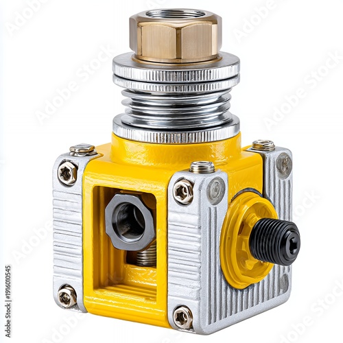 Wallpaper Mural Detailed Close up of Yellow and Silver Industrial Machine Component Torontodigital.ca