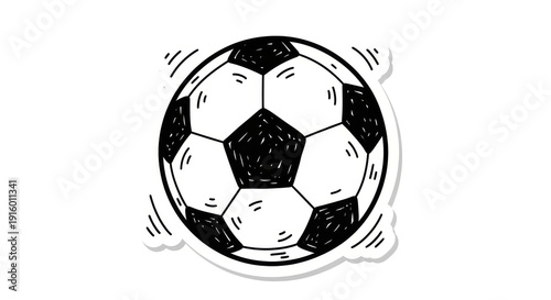 Soccer Doodle Sticker or a Football Sketch Illustration Isolated on a white background