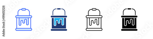 Paint Bucket Multiple Style Icon Set Vector 