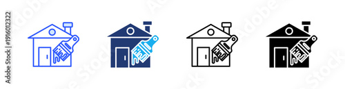 House Painting Multiple Style Icon Set Vector 