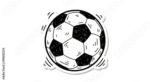 Soccer Doodle Sticker or a Football Sketch Illustration Isolated on a white background