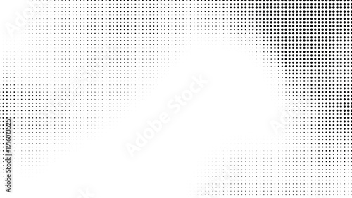 black and white halftone dot pattern background with abstract gradient wave and retro pop art texture