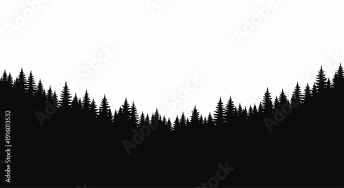 A dark, almost monochromatic silhouette of a forest, using only shades of black and gray.  Focus on the shapes of trees and branches