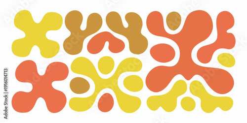 Abstract organic shapes in warm autumnal colors on a white background