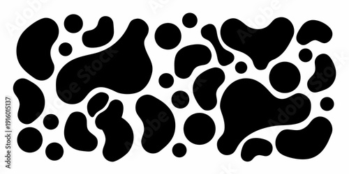 Abstract black shapes on a white background resembling organic forms