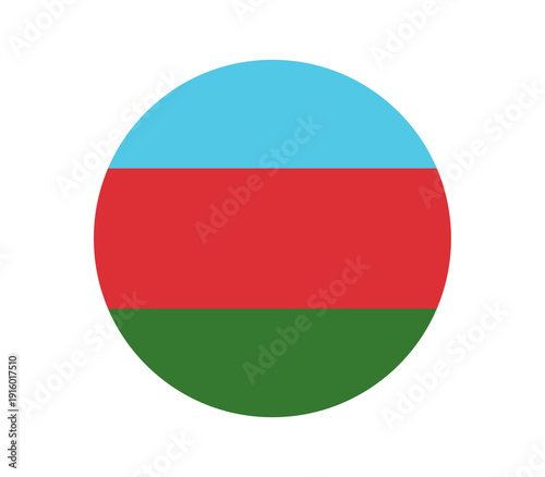 Circular flag icon for Azerbaijan, with light blue, red, and green stripes and a white crescent and stars, representing national identity. Free Download Circular flag icon for Azerbaijan, with light blue, red, and green stripes and a white crescent and stars, representing national identity. - GFXLoad