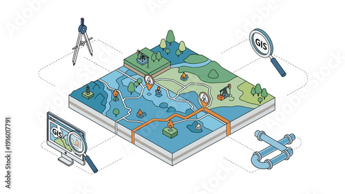 Isometric Map with GIS Tools and Data Analysis.