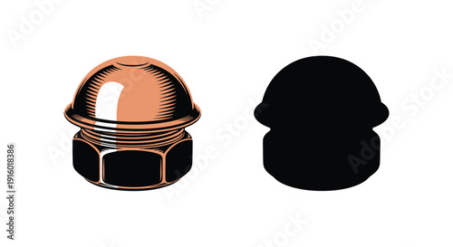 Illustration of a copper bullet and its corresponding shadow