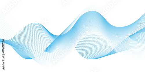Modern abstract wave digital blue and white geometric technology. Abstract line wave gradient poster blend background vector.