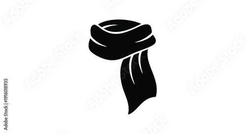 Black Scarf Silhouette Icon Isolated on White Background