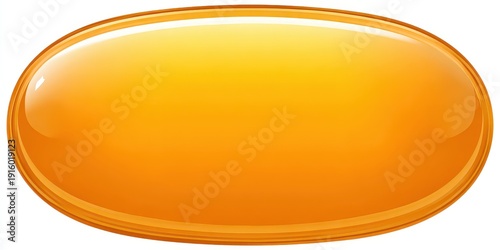 Shiny Amber Oval Button on White Background with Subtle Gradient and Reflection Creates a Clean and Modern Design Element Perfect for Interface