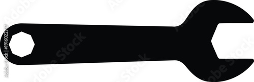 Black silhouette of a combination wrench on white background