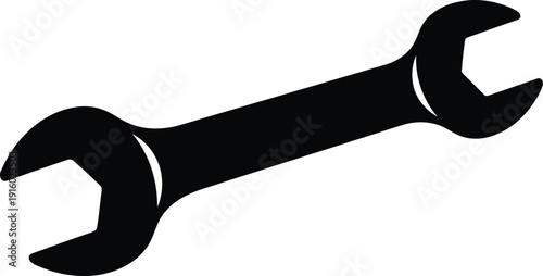 Black silhouette of a double open end wrench tool spanner