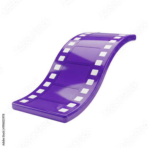 A sleek purple film strip with a modern and dynamic wavy design. isolated on transparent background