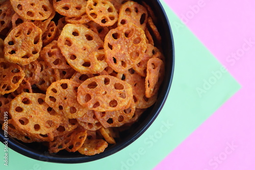 Crispy Fried Lotus Stem Chips, Asian Style Spicy Fried Lotus Root Appetizer