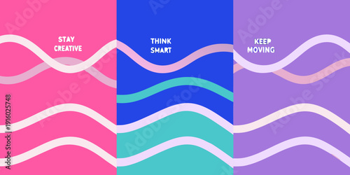 Colorful abstract background with inspirational text and wavy lines