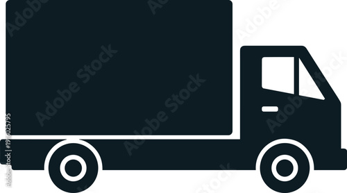 Delivery Box Truck Icon Vector Illustration, Commercial Cargo Transport Vehicle Symbol, Modern Logistics Shipping Design Isolated on White Background
