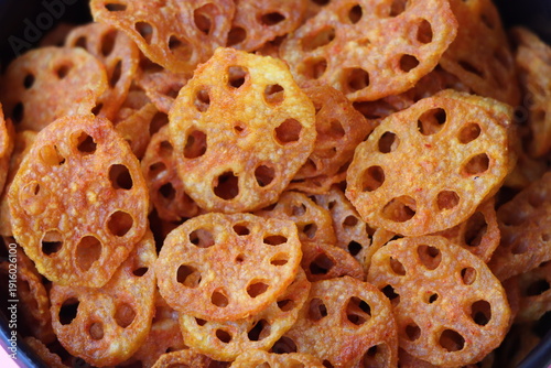 Crispy Fried Lotus Stem Chips, Asian Style Spicy Fried Lotus Root Appetizer