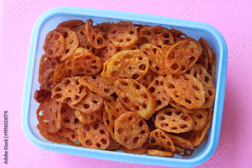 Crispy Fried Lotus Stem Chips, Asian Style Spicy Fried Lotus Root Appetizer