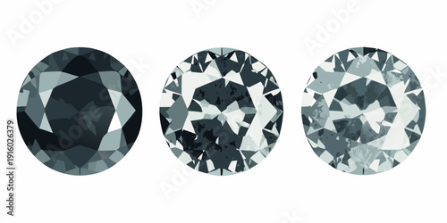 Three oval diamonds in grayscale showing different levels of cut and sparkle