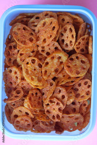 Crispy Fried Lotus Stem Chips, Asian Style Spicy Fried Lotus Root Appetizer