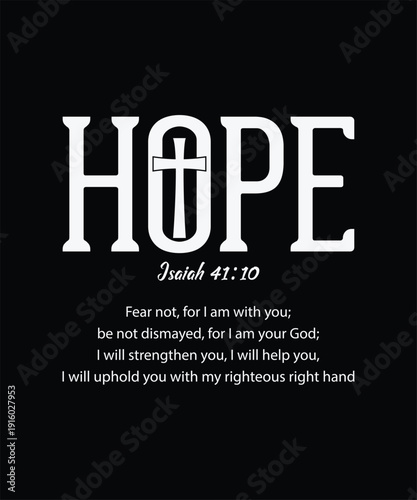 Inspirational hope Christian typography with cross and scripture