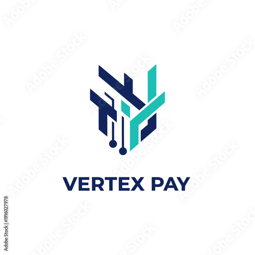 Abstract Fintech Digital Payment Shield Logo