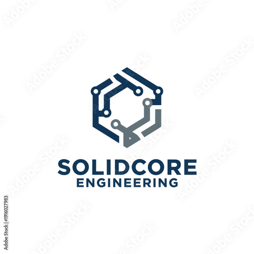 Hexagonal Circuit Tech Engineering Logo