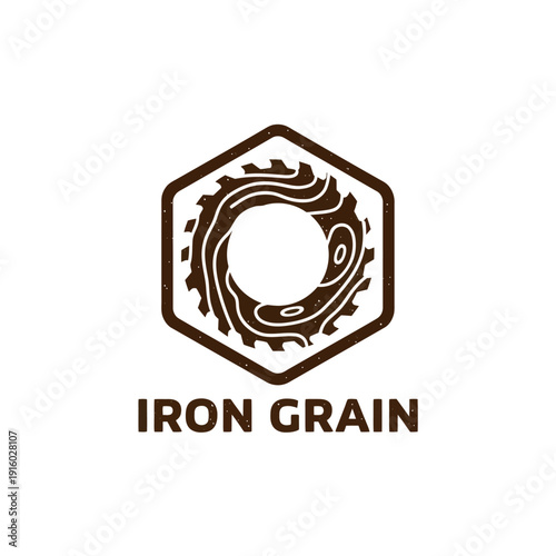 Iron Grain Industrial Woodwork Hexagon Gear Logo