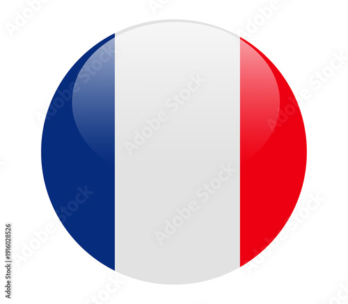 Glossy French flag button, circular emblem with blue, white, and red stripes, representing France. Perfect for national pride, travel, and political themes. Free Download Glossy French flag button, circular emblem with blue, white, and red stripes, representing France. Perfect for national pride, travel, and political themes. - GFXLoad