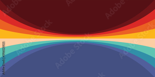 Simple abstract retro futuristic design in 70's style with colorful lines. Vector illustration. Funky technology background.