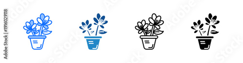 Flower Pot Multiple Style Icon Set 